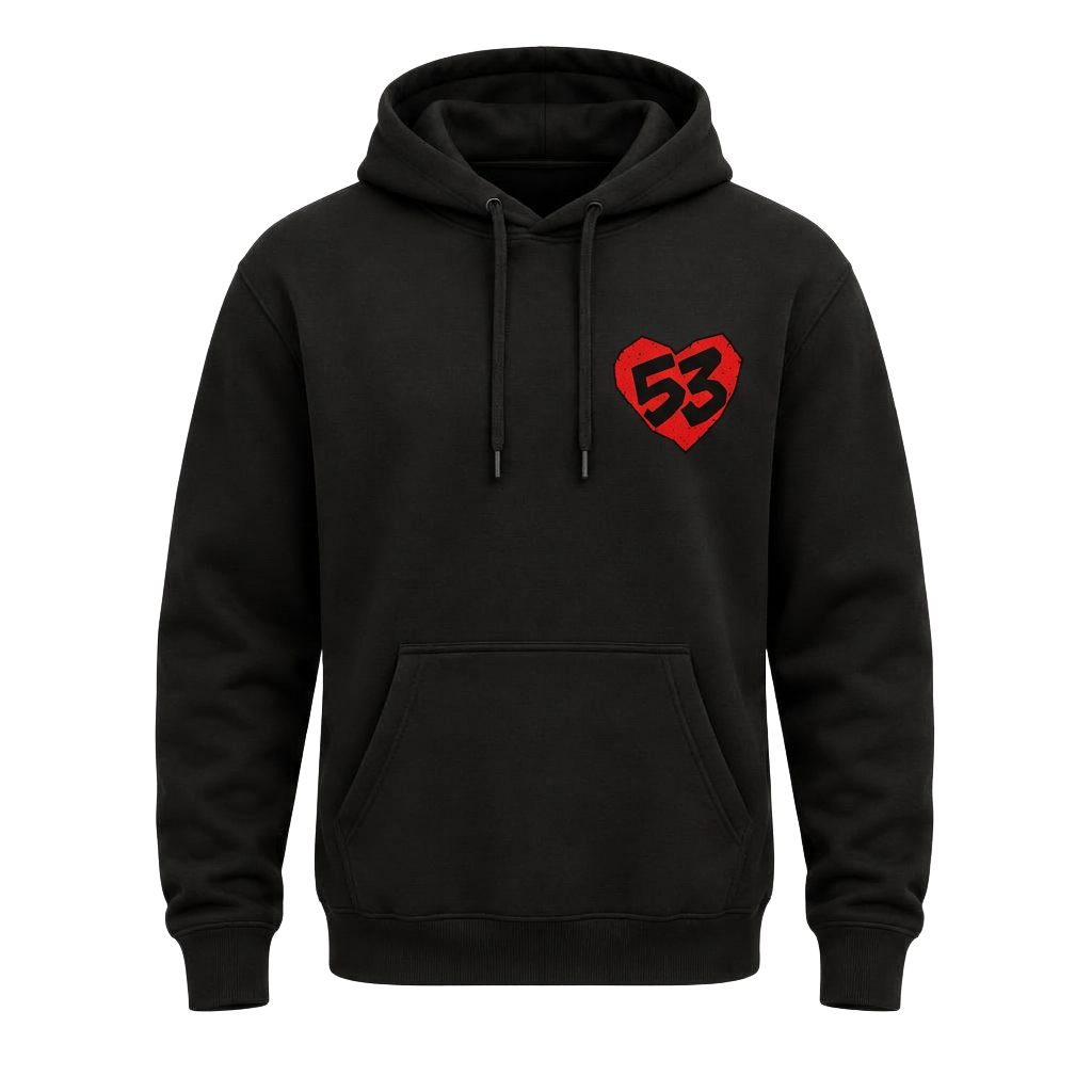 Sudadera negra con capucha y logo ESTUDIO 53